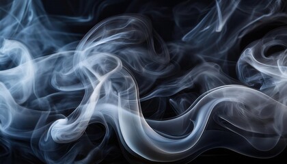 Obraz premium Dreamy, Swirling Blue Smoke Patterns Against a Dark Background, Representing Fluid Motion, Ethereal Energy, and Atmospheric Elegance in an Abstract, Mystical, and Serene Visual Design