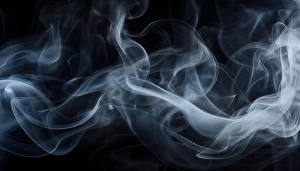 Obraz premium Dreamy, Swirling Blue Smoke Patterns Against a Dark Background, Representing Fluid Motion, Ethereal Energy, and Atmospheric Elegance in an Abstract, Mystical, and Serene Visual Design