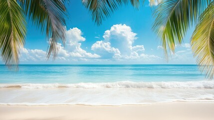 A serene beach scene with white sand