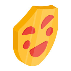       Happy face mask, theater mask icon

