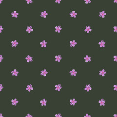 Hand drawn watercolor flower seamless pattern isolated on dark background. Can be used for textile, fabric, scrapbook and other printed products.
