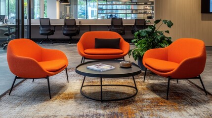 Modern Orange Chairs in Stylish Office Setting