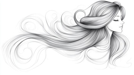 Elegant Flowing Hair in Artistic Illustration