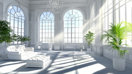 Modern Bright Luxury 3D Interior Illustration