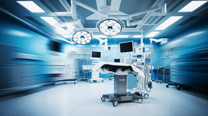 Surgical Suite High-tech equipment sterile environment futuristic lighting preparation for medical procedures
