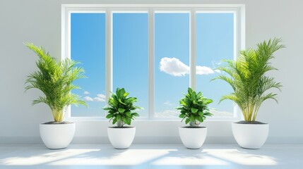 Fototapeta premium Modern Stylish Interior with Plants and Natural Light