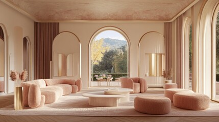 Fototapeta premium Stylish Scandinavian Interior in Soft Pastel Tones
