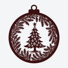 Fototapeta premium Christmas Tree Ornament Laser Cut Design Illustration