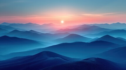 Obraz premium A blue gradient background featuring a minimalist sky and mountain (1)