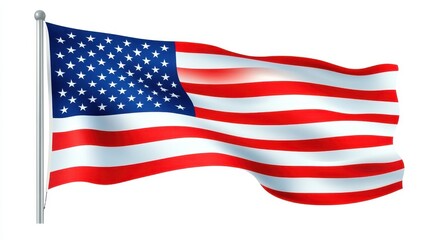 US American flag isolated on white transparent, copy space, National holiday template,