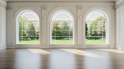 Fototapeta premium Sophisticated Empty Room with Large Windows