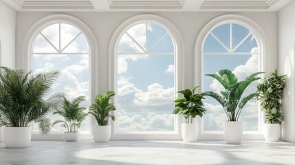 Fototapeta premium Stylish 3D Room with Elegant Plant Arrangement