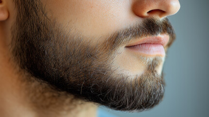 Close-up of a stylish beard and mustache on a young man