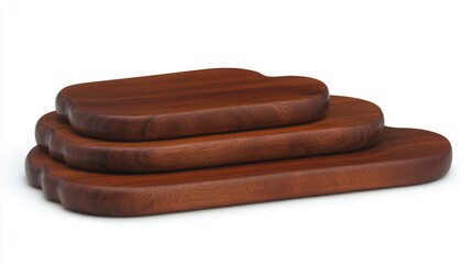 Obraz premium Set of Three Wooden Cutting Boards Heart Shaped Kitchen Countertop Serving Tray Rustic