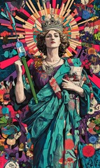 Fototapeta premium Queen holding a syringe and a bottle.