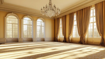 Spacious 3D Render of Elegant Interior Design