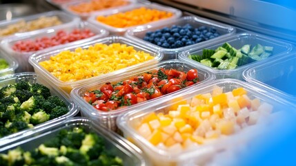 Fresh Salad Bar Ingredients   Broccoli  Cherry Tomatoes  Cucumber  Corn  and More