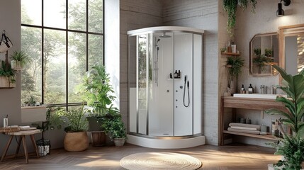 Modern Shower Design in Cozy Interior Space