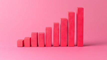 Modern Clean Stock Bar Chart on Pink Background