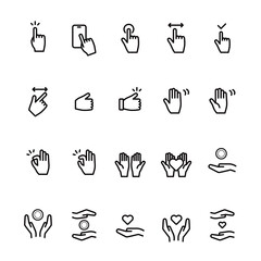 手、ハンドサインのアイコンセット
