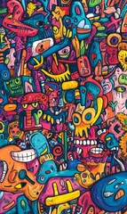 Obraz premium Abstract art with colorful doodles.