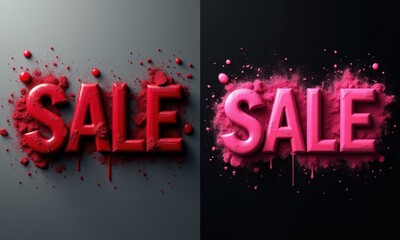 Modern SALE sign with colorful paint splashes, ideal for clearance sales and discounts.