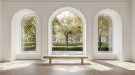Fototapeta premium Modern Luxury Interior 3D Render with Scenic View