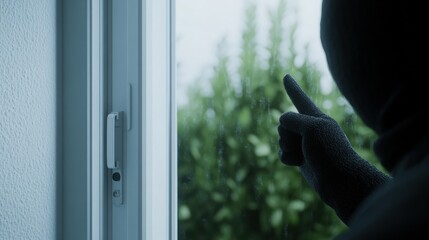 burglar attempting to break into a house