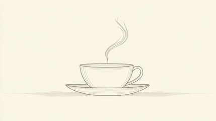 Simple Outline of a Steaming Coffee Cup