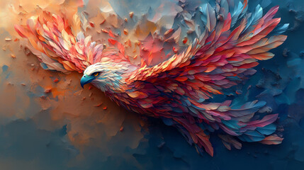 Obraz premium Abstract Fantasy Art of Eagle and Phoenix Birds in a Creative Design - Low Resolution Version 2-4x