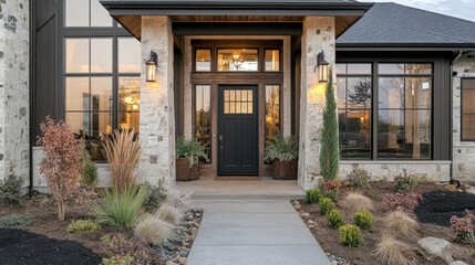 Elegant Classic Home Entrance in Oregon Landscape
