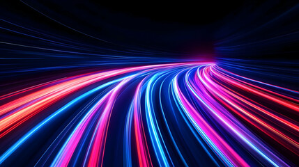 Vibrant Light Trails in Blue and Red Colors