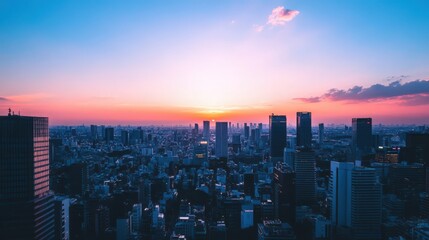 Obraz premium Cityscape and sunset at evening time 