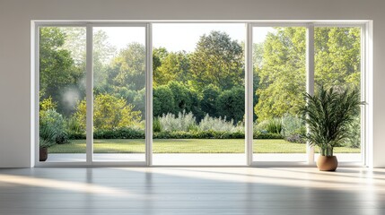 Fototapeta premium Modern Simple Interior with Bright Nature View