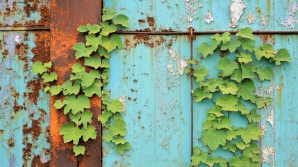 Closed factory gates with rusting metal and faded paint, symbolizing the decline of industry and the passage of time, reflecting a poignant reminder of economic shifts and the human impact of change