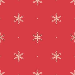 Red background with snowflakes. Seamless pattern with snowflakes. Vector background