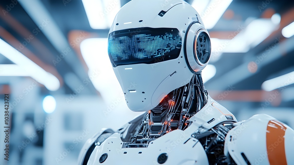 Poster robot technician repairing the advanced systems of a sleek futuristic driverless car in a high tech 
