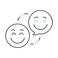 Fototapeta premium Smiling faces with speech bubbles representing friendly communication,icon