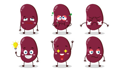 funny red bean cartoon with different expressions design illustration