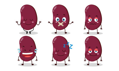 funny red bean cartoon with various expressions design illustration