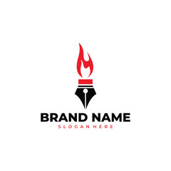 Fire and Pencil logo template. Creative idea illustration vector design.