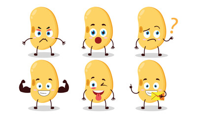 funny soy bean cartoon with different expressions character design illustration