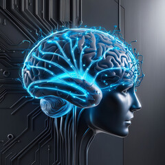 Obraz premium View of brain with circuit board