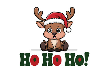 Christmas Reindeer Cartoon in Vector Format on White Background.