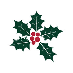 Christmas Holly Vector Design on White Background.