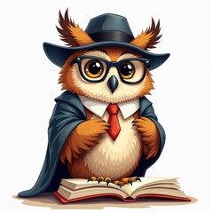 Obraz premium Wise Owl with Glasses