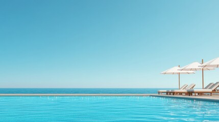 Fototapeta premium Serene Summer Poolside with Ocean View