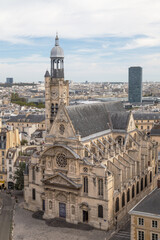 Fototapeta na wymiar A beautiful view of the Church Saint Etienne du Mont from the Pantheon in Paris