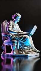 Classical Statue with Modern Tech