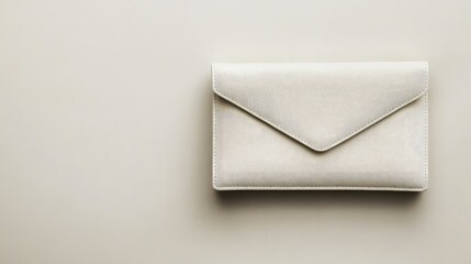 White leather clutch bag lying on table